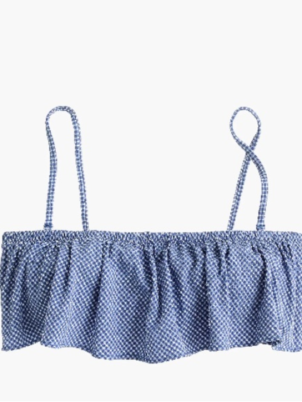Ruffle bandeau bikini top in tiny gingham - Large